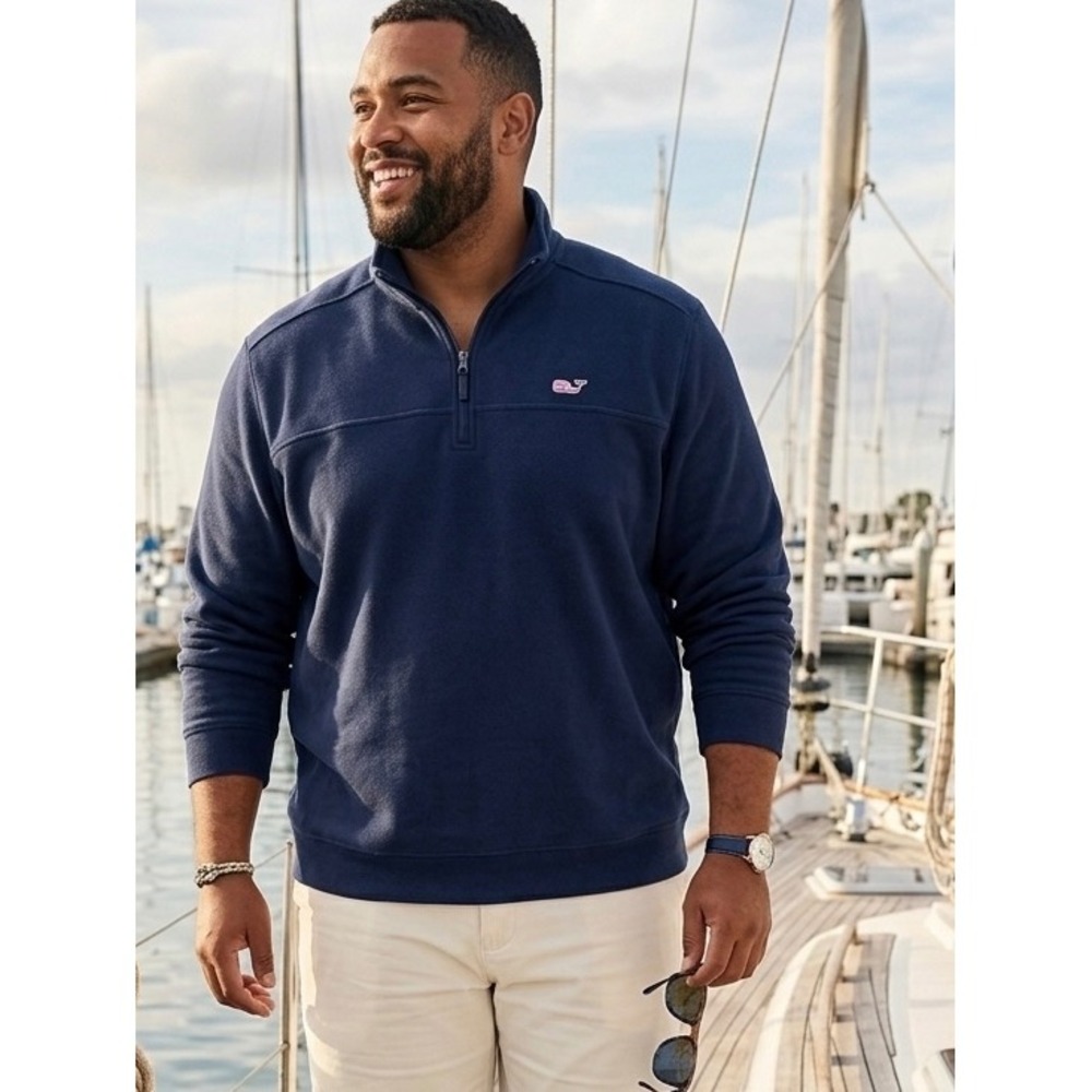 Vineyard Vines Mens 5XLB Navy Blue Salt Washed Shep Shirt Quarter Zip Pullover‎